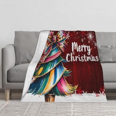 Imagem de Cobertor macio e leve, aconchegante e quente, árvore colorida, cobertores de Natal, decoração de casa, presentes de festival para mulheres e homens, cobertor de flanela felpudo para cama, sofá