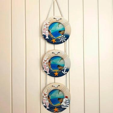 Imagem de Porta Retrato Parede Trio Redondo Decoração Casa Praia 60cm