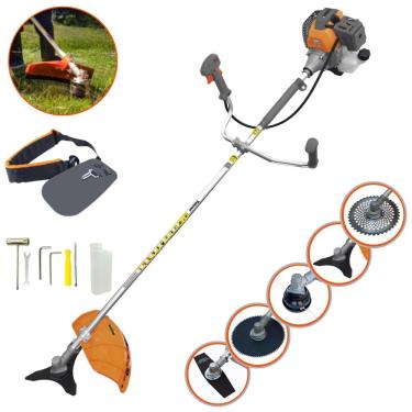 Imagem de Roçadeira Lateral Tekna RL520-P À Gasolina 2T 52cc 2HP 10.000rpm Robusta e de Alta Performance Com Carretel de Nylon e Kit 4 Lâminas de Cortes