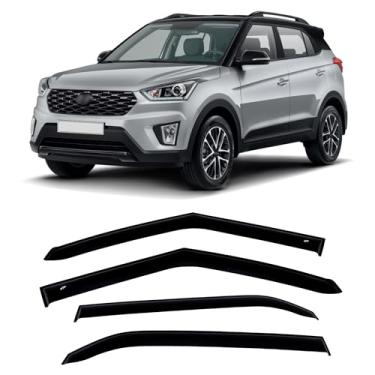 Imagem de CT Protetores de chuva para janelas de carro compatíveis com Hyundai Creta 2016-2021, viseiras de janela de plástico acrílico fumê escuro protetores de chuva, 4 peças/conjunto, fita adesiva