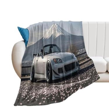 Imagem de HouLaiZhe Cobertor super macio de flanela conversível JDM S2000 Mount Fuji, Cobertores leves de resfriamento para sofá-cama, cadeira, sofá, carro, viagens ao ar livre, leve, quente, 101,6 x 152,4 cm