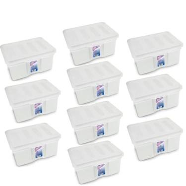 Imagem de Kit 10 Caixas Organizadora Multiuso C/ Tampa 5L Transparente - Arqplas