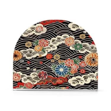 Imagem de Qilmy Porta-guardanapos para mesas, ondas japonesas e flores porta-guardanapos para cozinha, porta-guardanapos de mesa, porta-guardanapos de coquetel, porta-guardanapos de papel277