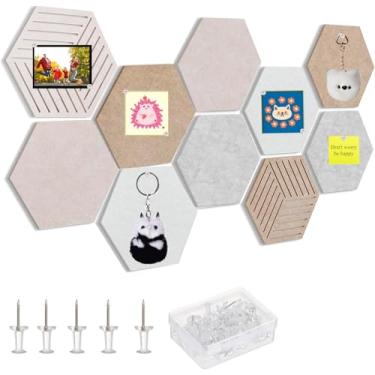 Imagem de Quadro de avisos hexagonais, 10 peças, quadro de cortiça, feltro, adequado para escritório, memória, foto, parede, decoração, sala de aula, DIYCuteMessageBoard