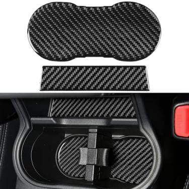 Imagem de NVCNX Fibra de carbono premium real para acessórios Subaru Forester 2019-2024 2020 2021 2022 2023 suporte de copo para console central de carro capa de enchimento adesivo de acabamento interior
