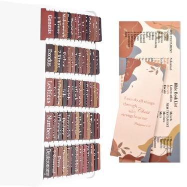 Imagem de Guias bíblicas com tema marrom para mulheres/homens/crianças, 100 guias laminadas da Bíblia Católica, Antigo e Novo Testamento, guias de índice para estudo da Bíblia, presente cristão