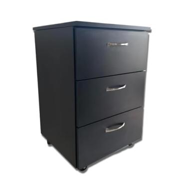 Imagem de Gaveteiro 3 Gavetas MDF com Compartimento Secreto embaixo do tampo, Armário secreto, Gaveta Secreta - Preto