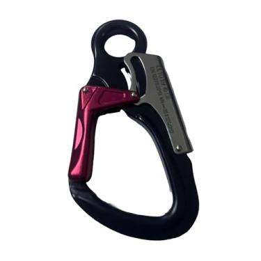 Imagem de MERIGLARE Gancho de pressão com trava dupla, mosquetão com trava automática 35kn, chave suave, portão de nariz, mola, gancho de pressão para montanhismo, preto