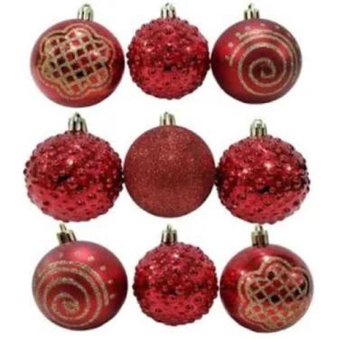Imagem de Bolas de natal vermelhas conjunto luxo - Iba