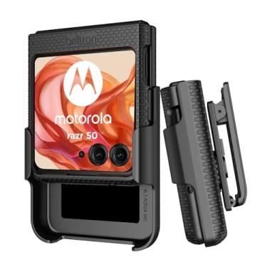 Imagem de Capa com clipe para Motorola RAZR 2024, capa protetora BELTRON Snap-On com combo de cinto giratório e suporte embutido para RAZR 50 (não ultra) - preto fosco
