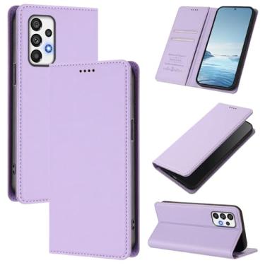 Imagem de Capa carteira fina para Samsung Galaxy A23 4G/5G com capa flip magnética, compartimentos para cartões e suporte, bloqueio RFID, compatível com carregamento sem fio, capa protetora à prova de choque