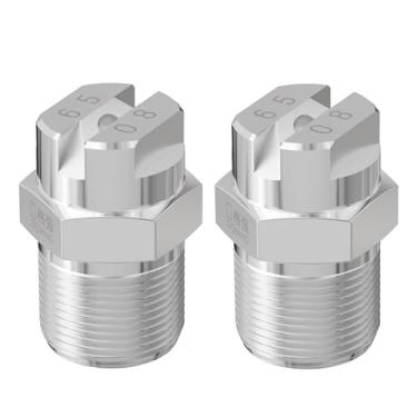 Imagem de Skweawert Ponta de pulverização de ventilador plano de 65 graus, rosca macho 1/4 BSPT 1,8 mm de diâmetro do orifício, bocais de pulverização de aço inoxidável para vassoura de água e limpador de