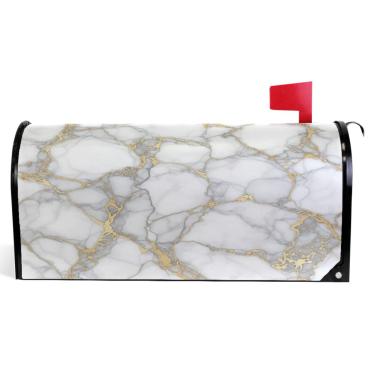 Imagem de TSENQUE Capas de caixa de correio estéticas cinza branco outono magnético sazonal vinil caixa de correio envoltório verão decorações modernas caixa de correio tamanho padrão 52,6 x 45,8 cm