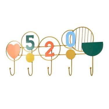 Imagem de Prateleiras suspensas Cabide de metal decorativo criativo para entrada, cabideiro de parede para varandas e ganchos para roupas(Pequeno)