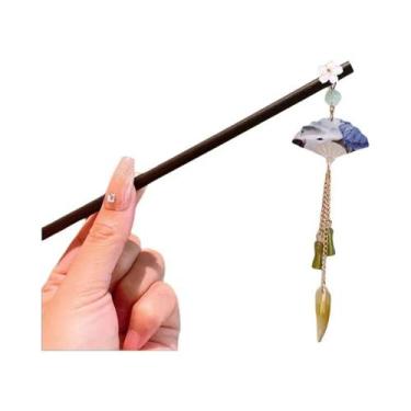 Imagem de Grampo De Cabelo De Madeira Com Franjas Florais Estilo Chinês Retrô Ac