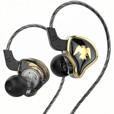 Imagem de Fones de ouvido QKZ AK6 ARES HiFi com fio, com microfone, IEMs para jogos com microfone, fones de ouvido intra-auriculares, para cantores e músicos (preto)