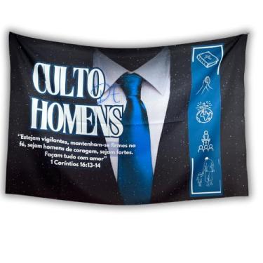 Imagem de Bandeira Decorativa Culto de Homens, Oxford Premium, 150x100cm, Multicolorido, Sublimação a Laser, Uso Interno e Externo