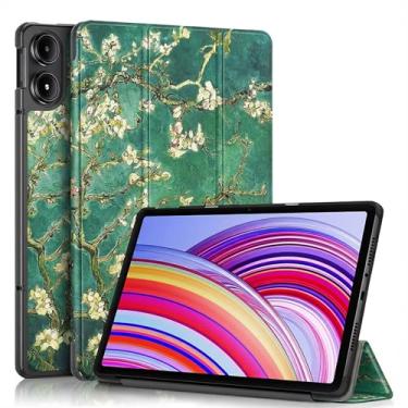 Imagem de Caweet Capa para Xiaomi Redmi Pad 2 PRO (12,1 polegadas, lançado em 2025) - Capa traseira rígida leve, capa de suporte de três dobras com função auto dormir/despertar automático, flor de amêndoa