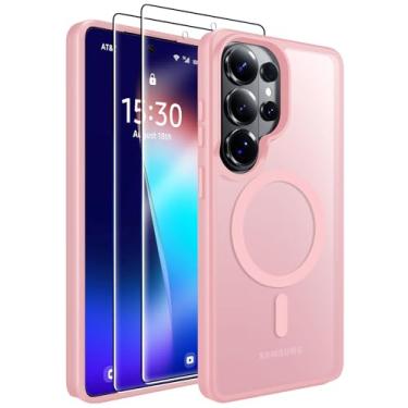 Imagem de MOZOTER Capa magnética para Samsung Galaxy S26 Ultra [compatível com MagSafe] [3,5 m militar à prova de quedas][2 protetores de tela] Capa traseira antiderrapante translúcida fina à prova de choque