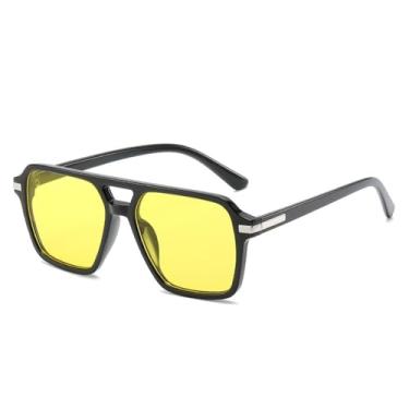 Imagem de Óculos de Sol UV400 - Lentes Degradê com Ponte Dupla para Homens e Mulheres, Ideais para Esportes, Corrida, Ciclismo e Atividades ao Ar Livre, nas Cores Preto e Amarelo