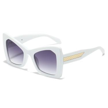Imagem de Óculos de Sol UV400 - Lentes Grandes com Degradê Duplo para Homens e Mulheres, Ideais para Esportes, Corrida, Ciclismo e Atividades ao Ar Livre, nas Cores Branca e Preta.