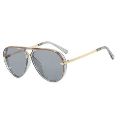 Imagem de Óculos de Sol Femininos e Masculinos Jelly Color com Ponte Dupla de Metal e Proteção UV400 para Esportes ao Ar Livre, Corrida e Ciclismo, Cinza