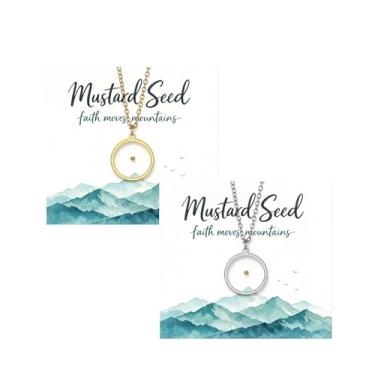 Imagem de Peraca Cris Colar de semente de mostarda combinando Fé Cristã Ouro Prata Pingente Minimalista Joias Diárias Presentes Dia dos Namorados Aniversário, Large, Aço inoxidável, Sem Pedra Preciosa