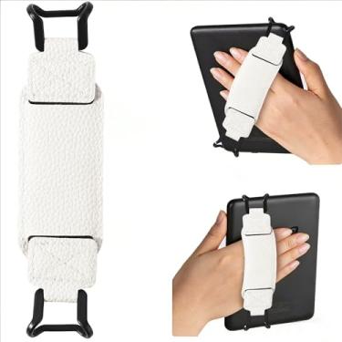 Imagem de KEVANCHO 2 alças elásticas de mão para Kindle e tablets, suporte seguro com uma mão para leitor de 15 a 20 cm, antiderrapante, leve, ajuste confortável (branco)