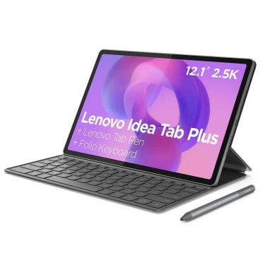 Imagem de Tablet Lenovo Idea Tab Plus Cinza com 12.1", Wi-Fi, Octa Core, 8GB, 128GB, Caneta e Case com Teclado Integrado ZAG70943BR