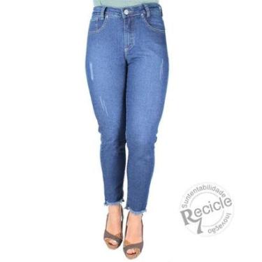 Imagem de Calça Jeans R7Jeans Feminina Tradicional Cintura Média Destroyde Used Puído-Feminino