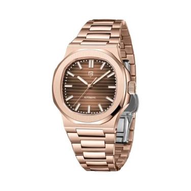 Imagem de Relógio Mecânico Automático Azul Ouro Rosa 40MM À Prova D'Água Com Cri
