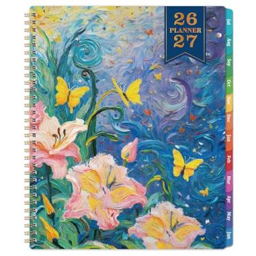 Imagem de Agenda 2026-2027 - Agenda 2026-2027 semanal e mensal de julho de 2026 a junho de 2027, 23 x 28 cm, calendário mensal semanal com bolso interno, abas revestidas coloridas