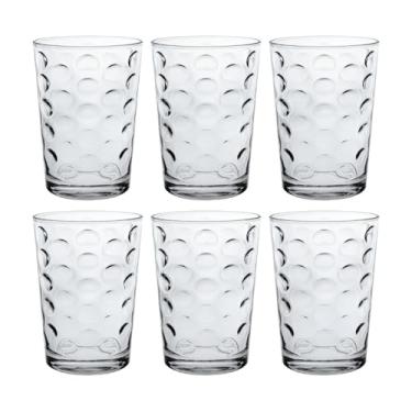 Imagem de Conjunto de 6 Copos de Vidro Bubbles, 200ml, Design com Relevos em Bolhas Interno, Transparente
