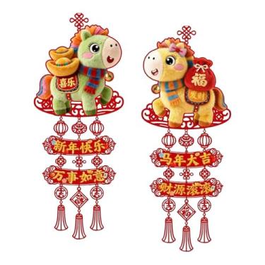 Imagem de IEUDNS Decoração de Ano Lunar Chinês - Ano do Cavalo - Artigos para Festas - Pingente para Porta de Entrada - Decoração de Parede, Style C