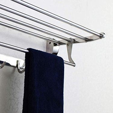 Imagem de CGKs6anmU Prateleira de banheiro de aço inoxidável 304 toalheiro dobrável comprimento leve 50 cm acessórios de banheiro (comprimento brilhante 60 cm)