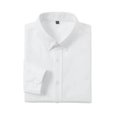 Imagem de Camisa Oxford Slim-Fit Masculina De Algodão Com Mangas Longas Casual R