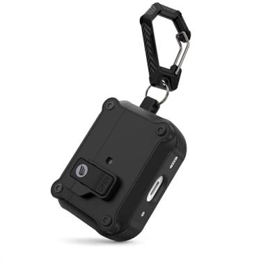 Imagem de ORICO Capas protetoras para AirPods 2ª e 1ª geração, pop-up automático com clipe de trava de segurança, capa rígida à prova de choque com chaveiro, resistente a quedas para Apple AirPods-CP512-BK