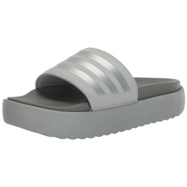 Imagem de adidas Sandália feminina Adilette Platform Slide, Cinza/prata metálico/cinza sólido, 40
