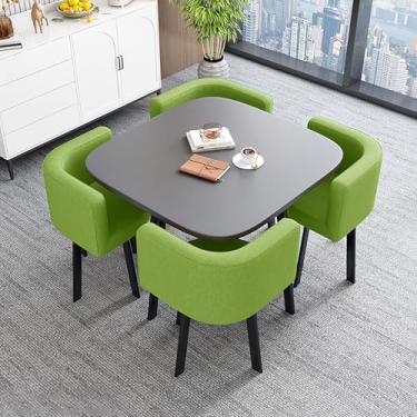 Imagem de Conjunto de mesa de jantar quadrada com cadeiras, mesa de conferência moderna, combinação de mesa de recepção e cadeira, com 1 mesa e 4 cadeiras, mesa de bar de café da manhã, para sala de estar
