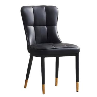 Imagem de Conjunto de 6 cadeiras de jantar modernas industriais de couro sintético, cadeiras confortáveis com encosto e pernas de metal resistentes, cadeiras estofadas elegantes perfeitas para cozinha doméstica