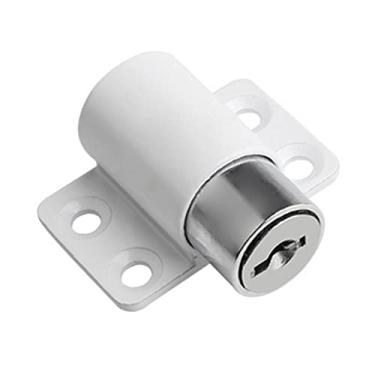 Imagem de KIMISS Trava de Segurança da Porta - Trava de Superfície de Pintura Em Liga Antirroubo Com Chaves para Janelas, Armários e Portas - Proteja Sua Casa Com Esta de Porta Confiável (Branco)