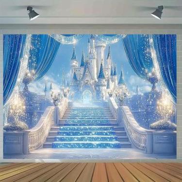 Imagem de Encantador Cenário De Festa Castelo De Gelo Azul E Branco Com Cortinas