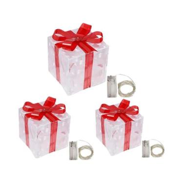 Imagem de Decoração De Caixa De Presentes De Natal Iluminada Com Laço, Luz Exter