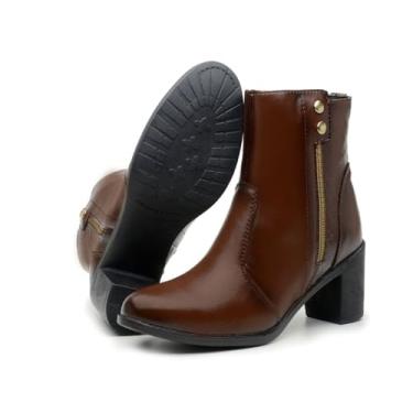Imagem de Bota Feminina Cano Curto Com Salto Sophia Inverno (Capuccino, BR, Adulto, Numérico, 33)