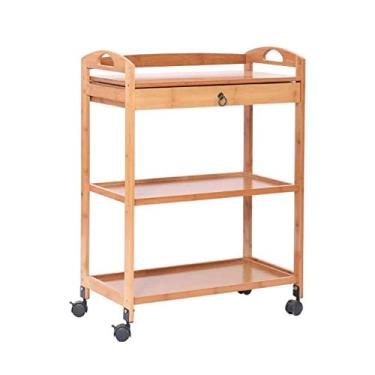 Imagem de Trolley Trolleys Carrinho de chá de armazenamento de madeira, carrinho de vinho utilitário multifunções para servir carrinho de vinho cozinha prateleiras organizadoras de ilha com rodas para banheiro