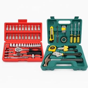 Imagem de Kit Chave De Catraca Com 46 peças Conjunto de Soquetes Métricos Sextavadas Chave Allen Torx e Barra de Extensão Reparos Automotivos e Domésticos Premium E Maleta Conjunto De Ferramentas 16 Peças