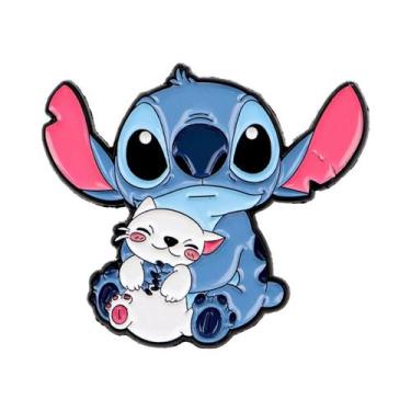 Imagem de Pins De Esmalte E Broches De Lapela De Anime Stitch Azul E Rosa, Com G