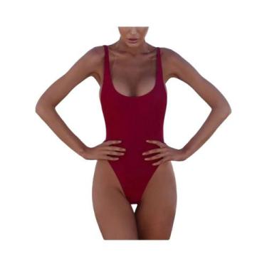 Imagem de Maiô Feminino Sexy De Cor Sólida, Peça Única, Com Alça No Ombro, Roupa