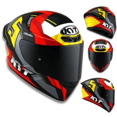 Imagem de Capacete KYT TT Course Jaume Masia Flux Cinza e Vermelho