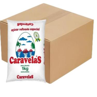 Imagem de Açucar Refinado Branco Caravelas 1kg Fardo com 10 Un.69,9